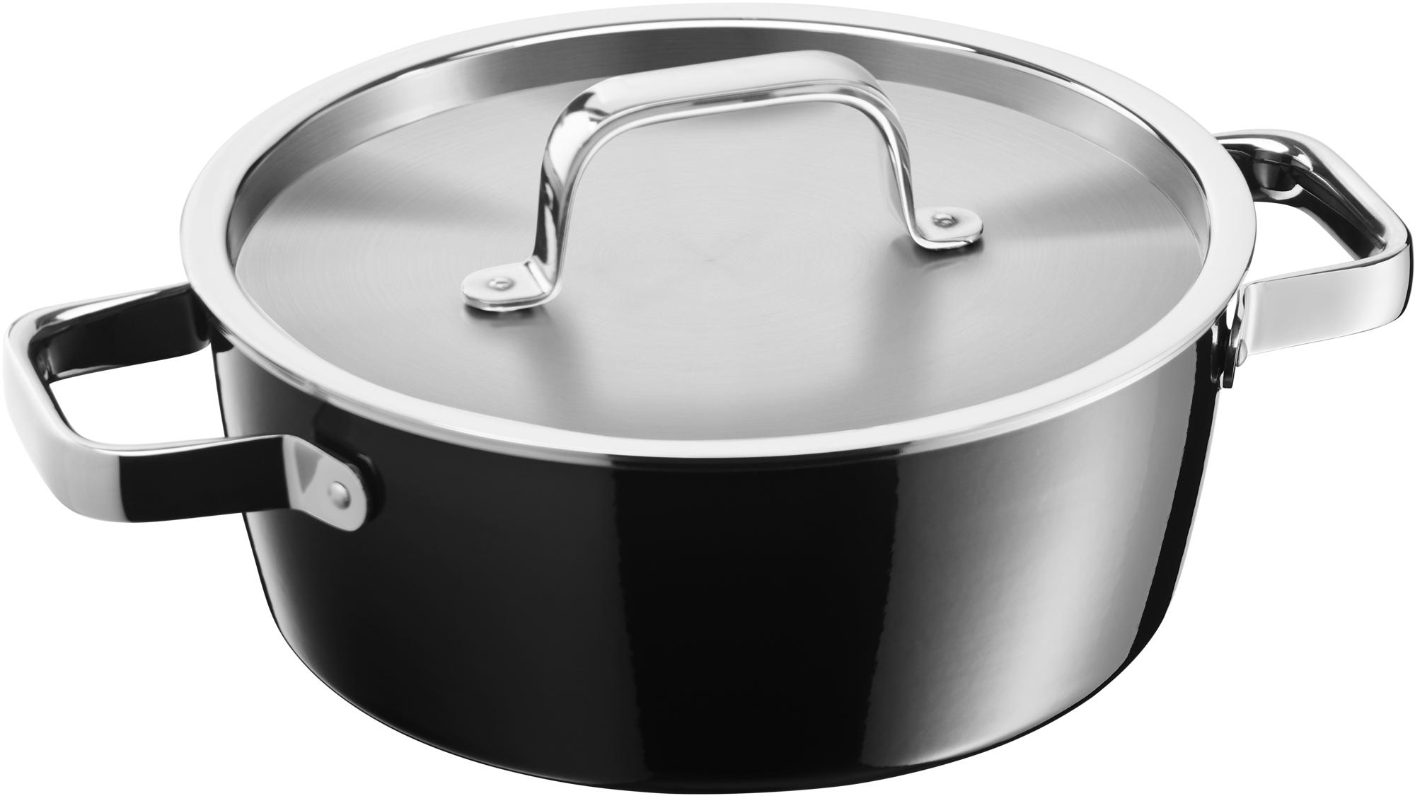 WMF Fusiontec Aromatic Low Casserole With Lid, 22cm, Black